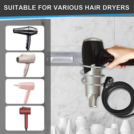 Wall Mounted Hair Dryer Holder Bathroom Storage Rack Curling Iron Organizer