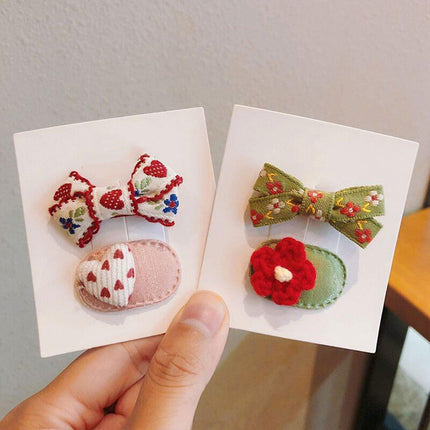 Mini Oval Hair Clips with Bows and Flowers Decorative Hair Accessories