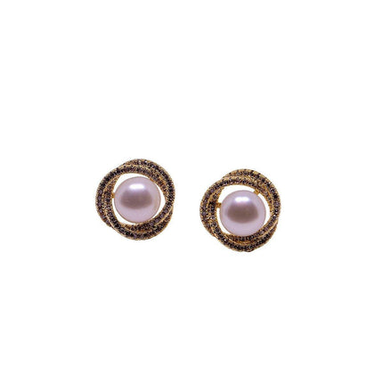 High Grade Elegant Pearl Earrings Fashion Jewelry Round Statement Earrings