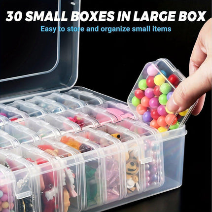 31PCS Plastic Home Storage Box Transparent Desktop Organizer Jewelry Beads Box