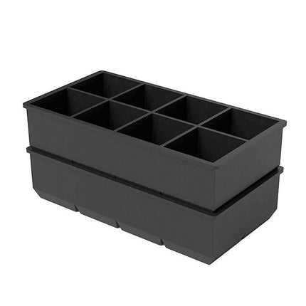 8 Grids Whiskey Silicone Maker Ice Cube Tray Mould Large Mold Giant Square Black - Aimall