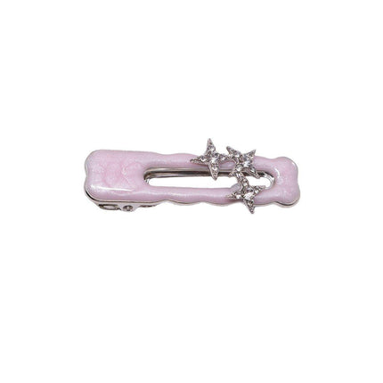 Simple and Cute Pink Metal Letter Hair Clip Accessory for Women and Girls