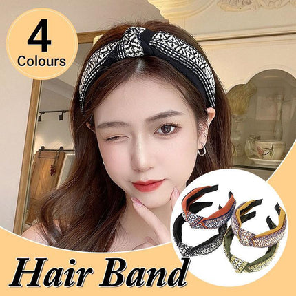 Women Lady Retro Boho Embroidery Cotton Wide Hair Headband Head Wrap Band hoop - Aimall