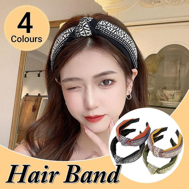 Women Lady Retro Boho Embroidery Cotton Wide Hair Headband Head Wrap Band hoop - Aimall