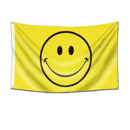 Large Yellow Smiley Face Flag Heavy Duty Outdoor Happy 90 X 150 CM - 3ft x 5ft - Aimall