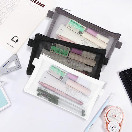 10PCS Clear Mesh Pencil Case Pen Cosmetic Makeup Storage Bag Organizer Pouch - Aimall