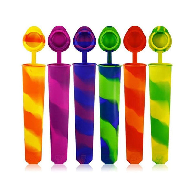 6PCS Silicone Popsicle Molds with Lids Multi-Color Reusable Ice Cream Mold Set