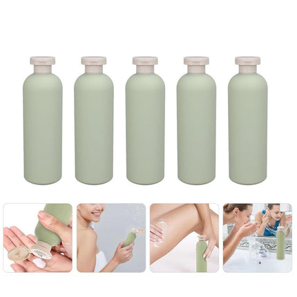 5PCS Green Squeeze Bottles Refillable Plastic Liquid Soap Lotion Travel Use