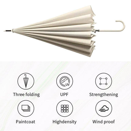 Large 16 Bone Automatic Umbrella Unisex Long Handle Dual Use Rain Sun Umbrella