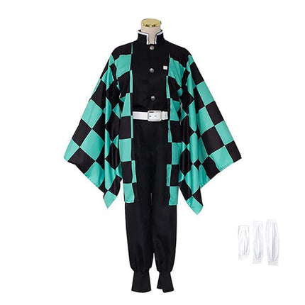 Demon Slayer Kimetsu No Yaiba Kamado Tanjiro Cosplay Costume Kimono Dress Wig AU - Aimall