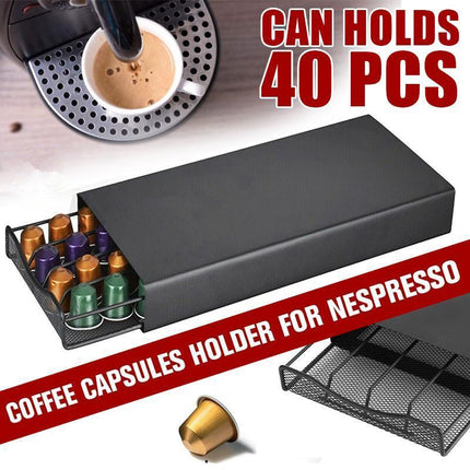40 Coffee Capsules Pod Holder Drawer Rack Storage Organizer Stand for Nespresso - Aimall