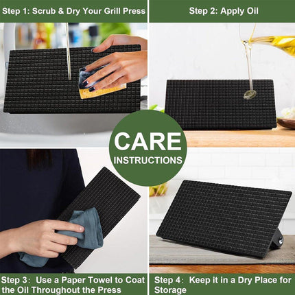 Cast Iron Meat Press Rectangular Grill BBQ Steak Press for Outdoor Cooking