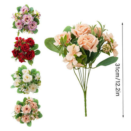2Pcs Simulation Rose Bouquet Home Decoration Artificial Flower Arrangement Set