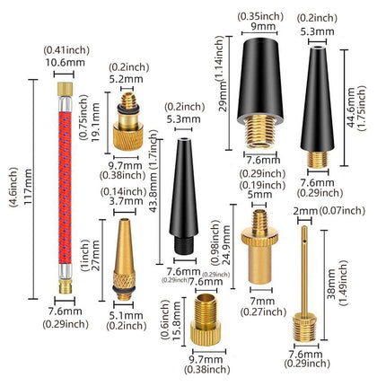 21pcs Bicycle Valve Adapter Set Universal Bike Tire Valve Converter Group Kit