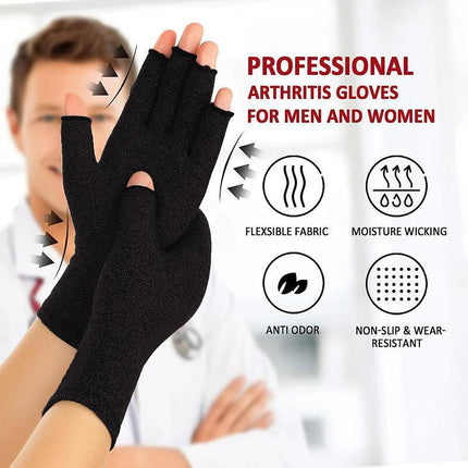 Brace Arthritis Hand Compression Gloves fingerless gloves Pain Relief Brown - Aimall