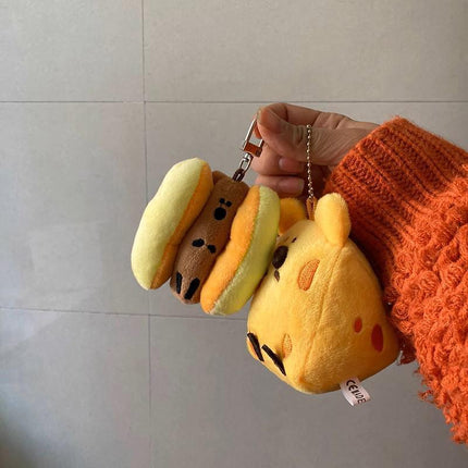 Cute Cartoon Plush Cheese Dog Doll Keychain Hanging Ornaments Bag Decoration - Aimall