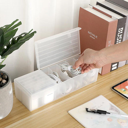 Data Cable Storage Box with Cover Organizer for Cables Chargers and Accessories