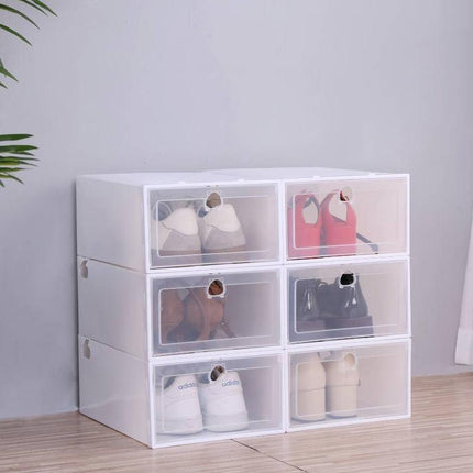 12PCS Shoe Box Storage Case Clear Boxes Foldable Stackable Transparent Organizer - Aimall