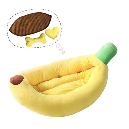 Cute Banana Shape Pet Bed Winter Warm Dog Cat Kennel Cozy Pet Cartoon Bed Mat