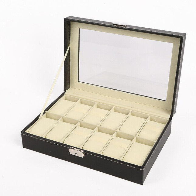 12Grids Leather Watch Jewelry Display Storage Holder Case Box Organizer Au Stock - Aimall