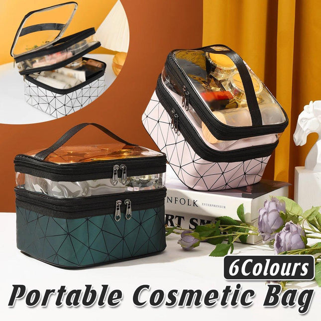 Portable Double-Layer Large Capacity Waterproof Cosmetic Bag Travel Toiletry Bag
