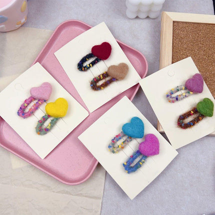 Dopamine Wool Felt Heart Hairpin Cute Plush Hair Clip Fashion Accessories