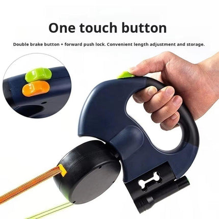 Retractable Lead Leash 360 Swivel Dual Doggie One-to-Two Traction Rope Pet Dog