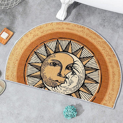 Semi Circular Non Slip Door Mat Household Entrance Carpet for Living Room Use