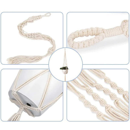 5x Pot Holder Macrame Plant Hanger Hanging Planter Basket Hemp Rope Braided New - Aimall