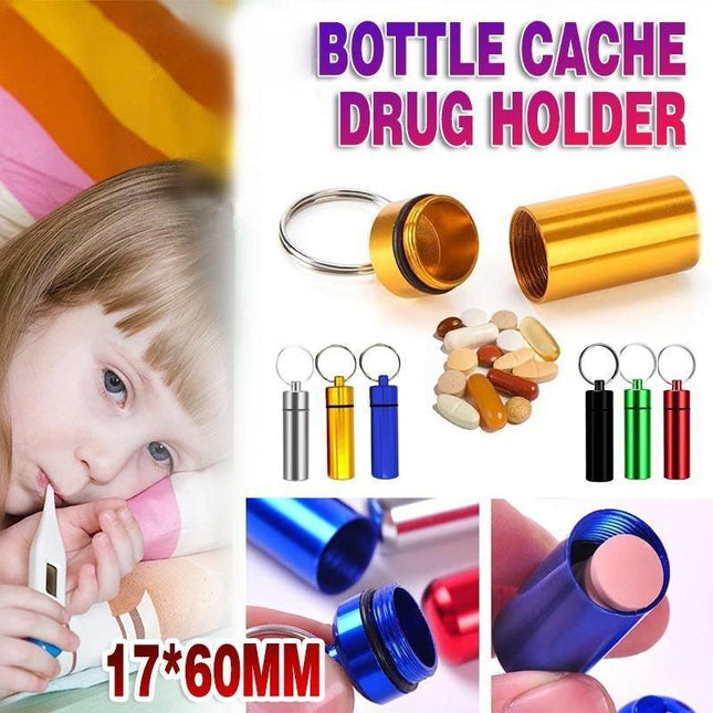 Aluminum Pill Box Case Bottle Cache Drug Holder Keychain Container Waterproof - Aimall