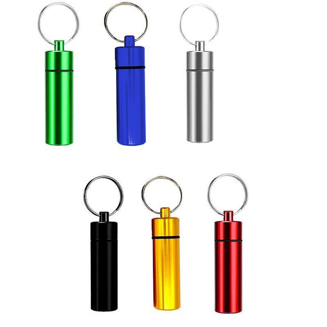 Aluminum Pill Box Case Bottle Cache Drug Holder Keychain Container Waterproof - Aimall