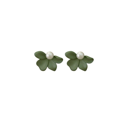 Small Fresh Green Frosted Petal Earrings Fashion Jewellery Women Trendy
