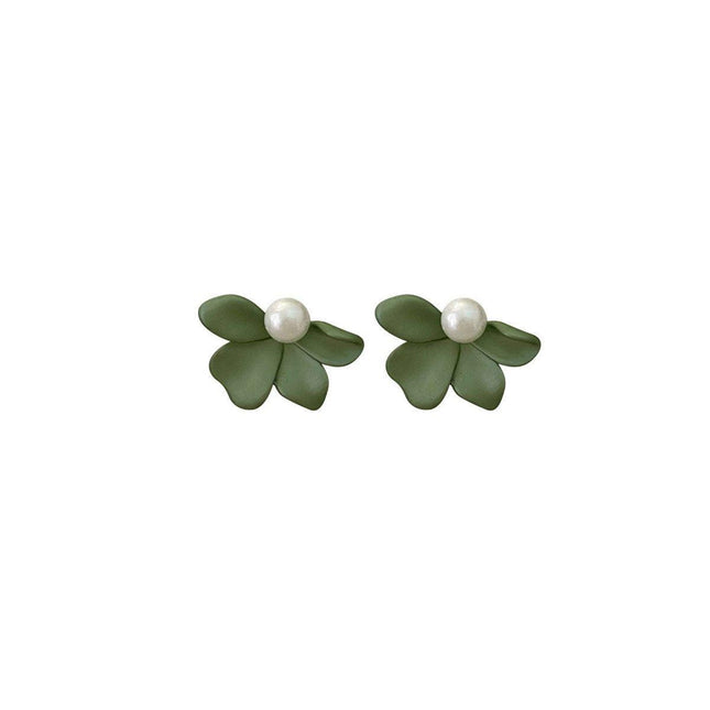 Small Fresh Green Frosted Petal Earrings Fashion Jewellery Women Trendy