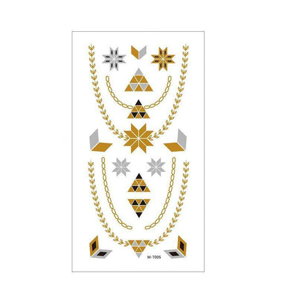 Women Lady Metallic gold silver color boho arm Body Temporary Tattoo Sticker Art - Aimall