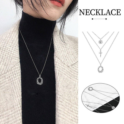 Retro Elegant Necklace Multi-layer Metal Chain Necklace Stacked Clavicle Chain