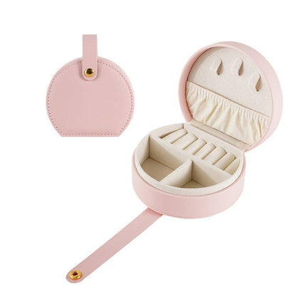 Small Portable Leather Jewelry Box Travel Case for Necklace Ring Earring Storage