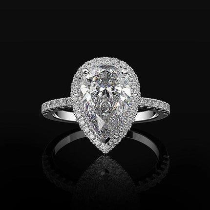 Sparkling Pear Shaped Zircon Cluster Ring Pear Shape Engagement Women Gift - Aimall