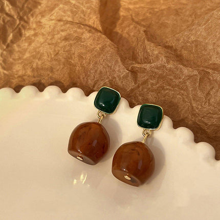 Dark Green Coffee Earrings Vintage Style Jewellery Women Girls Fashion