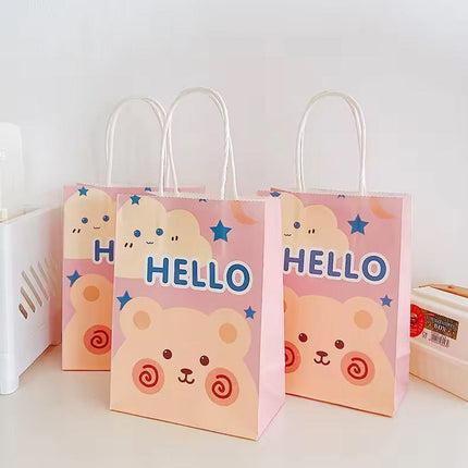 50PCS Colourful Kraft Paper Gift Bags Reusable Party Favor Bags for School Events
