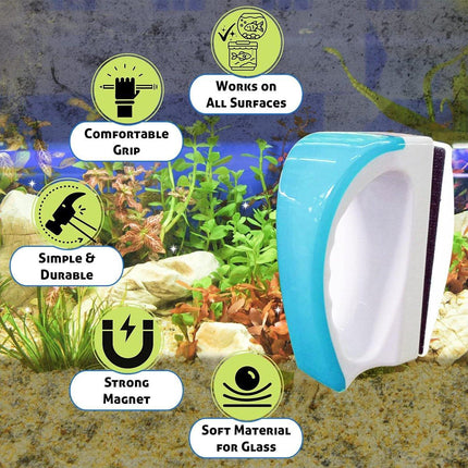 Magnetic Fish Tank Brush Algae Magnet Aquarium Cleaning Glass Aquatic Cleaner - Aimall