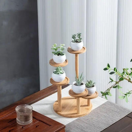 Round Tabletop Flower Stand Balcony Storage Shelf Display Rack Indoor Outdoor