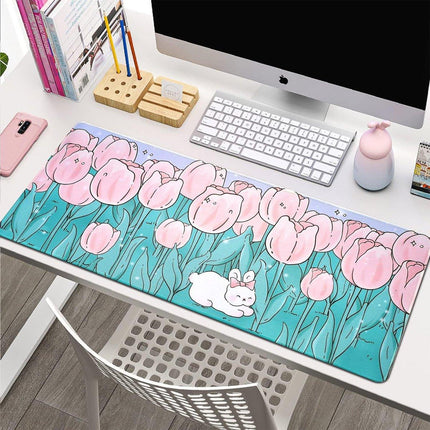 Flower Mouse Pad Oversized Keyboard Desk Pad for Office and Study Work Area