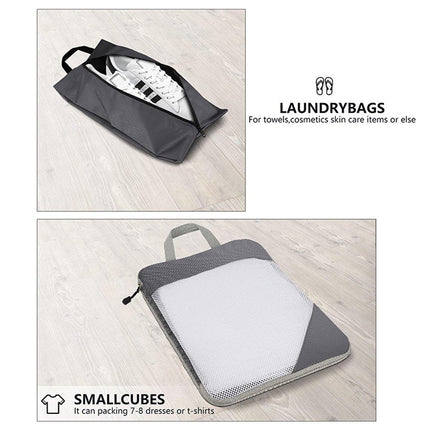 6pcs Mesh Visible Travel Storage Set Waterproof Nylon Compressible Storage Bags