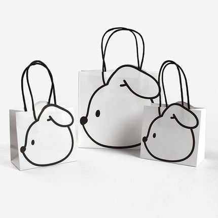 50pcs Black and White Cartoon Rabbit Paper Bags Simple Gift Packaging Set
