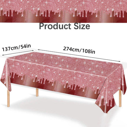 3PCS Rose Gold Disposable PE Tablecloths Waterproof Party Background Cloth Set