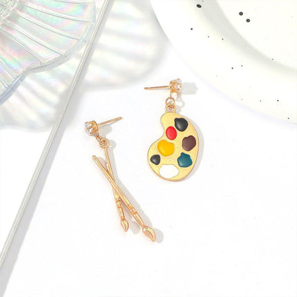 Artistic Asymmetric Earrings Brush and Drawing Board Design Creative Jewelry