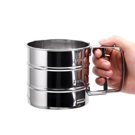 Mesh Flour Sifter Baking Icing Sieve Strainer Cup Sugar Shaker Mechanical Metal - Aimall