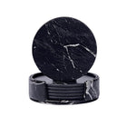 6x Coasters with Holder Marble Texture Round Cup Mat Pad Set For Drinks - Aimall
