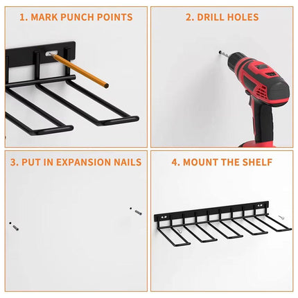 Metal Drill Storage Rack Power Tool Holder Organizer Wall Mount Heavy Duty Shelf
