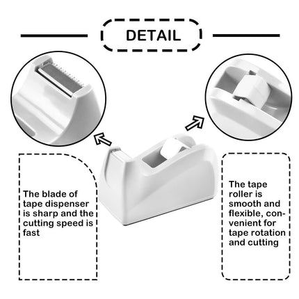 Transparent Tape Dispenser Holder Tape Cutter Refillable Desk Tape Holder